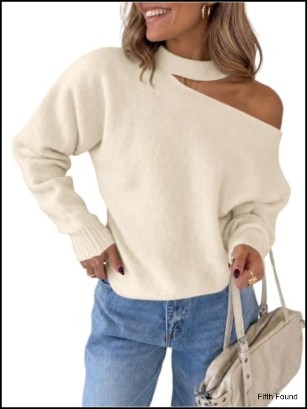 Womens Off Shoulder Halter Neck Knit Sweater Pullover Long Sleeve